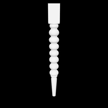 Interactive 3D model of the Nola leg by Carpenter & Sons, USA-made solid hardwood with a square top, a row of rounded bead turnings and a tapered foot.