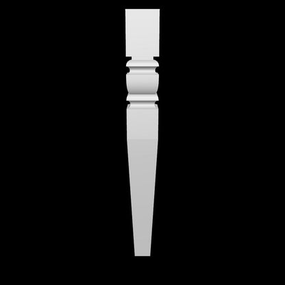 3D model of the Joysy leg by Carpenter & Sons, showing a square upper block, faceted decorative upper section and long tapered shaft.