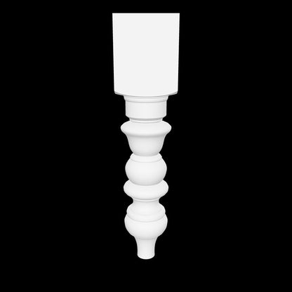 Interactive 3D model of the Sierra leg by Carpenter & Sons, USA-made solid hardwood with a square upper block and stacked rounded turnings tapering toward the foot.