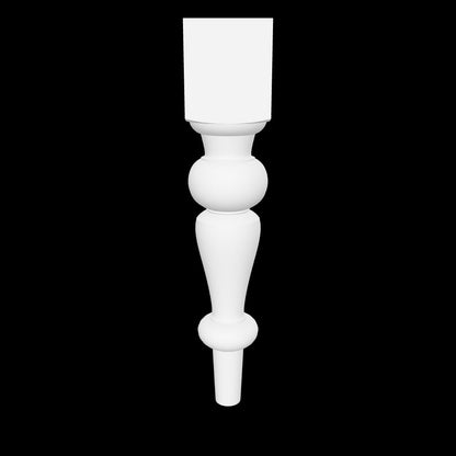 Interactive 3D model of the Katie leg by Carpenter & Sons, USA-made solid hardwood with a square upper block, rounded upper turning and short tapered shaft with a rounded foot detail.