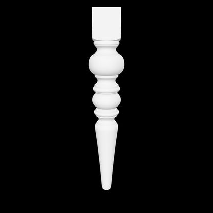 Interactive 3D model of the Ava leg by Carpenter & Sons, made in USA from solid hardwood, with rounded turnings and a tapered shaft.