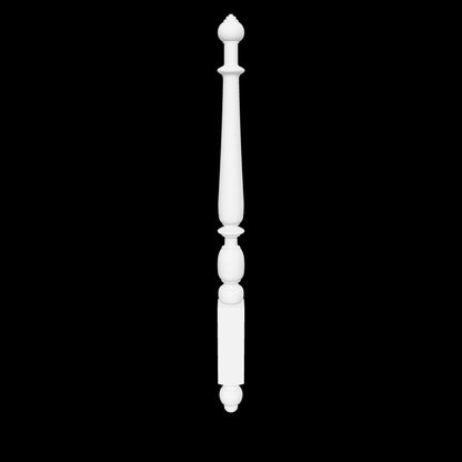 Interactive 3D model of the Taylor bed post by Carpenter & Sons, USA-made solid hardwood with a rounded finial, long tapered shaft and rounded center above the square lower block.