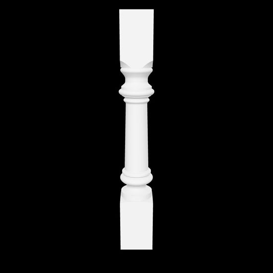 Interactive 3D model of the Doris island leg by Carpenter & Sons, USA-made solid hardwood with square end blocks and a slender turned center.