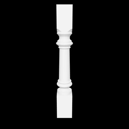 Interactive 3D model of the Doris island leg by Carpenter & Sons, USA-made solid hardwood with square end blocks and a slender turned center.