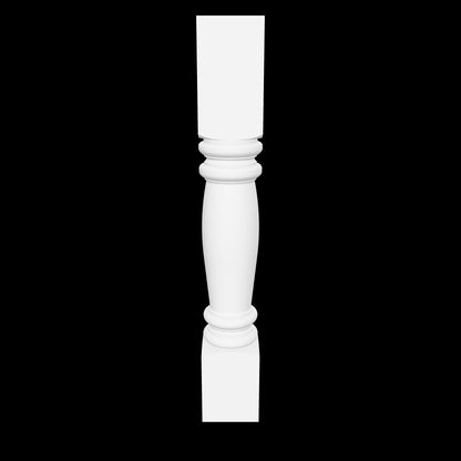 Interactive 3D model of the Betty island leg by Carpenter & Sons with square end blocks and a long turned center, made in USA from solid hardwood.