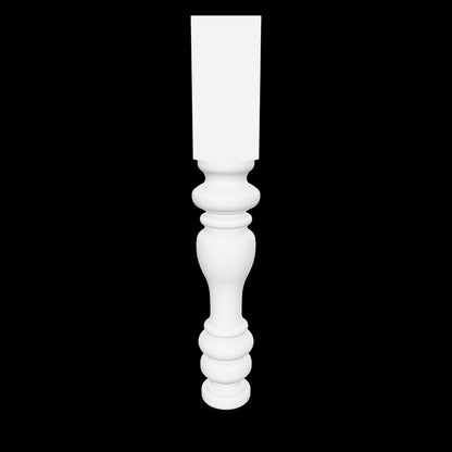 Interactive 3D model of the Margaret island leg by Carpenter & Sons with a square upper block and rounded turned details, made in USA from solid hardwood.